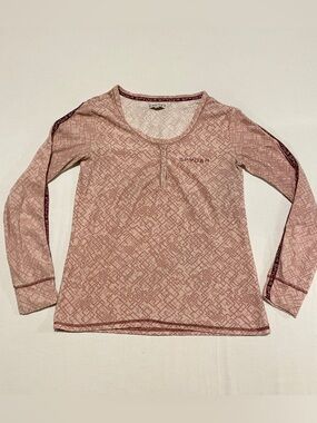 Spyder Women's Medium Pink Geometric Henley Long Sleeve Shirt Top